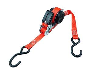 PETEX Correa tensora automática de carraca autoenrollable, 1 Pieza, 5 m x 25 mm, 350/700 Dan, Rojo, Gancho en S