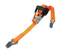 PETEX Correa tensora automática de carraca autoenrollable, 1 Pieza, 5 m x 35 mm, 1000/2000 Dan, Color Naranja, Doble Gancho de Seguridad