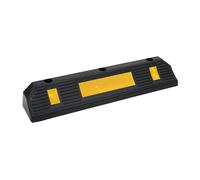 PETEX Tope para rueda de garaje con tiras reflectantes amarillas ECE R 104 para garaje y aparcamiento, 58,7 x 12 x 9,5 cm, ayuda de aparcamiento, color negro