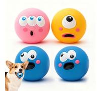 Petface - 4 bolas de goma chirriantes para perros, juguete interactivo de látex para perros pequeños, juguetes de goma suave para cachorros de alta elasticidad para limpieza interactiva de dientes