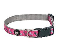 Petface Paws - Collar para Perro con Estampado de Patas, pequeño, Color Cereza y Gris