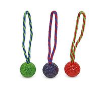 Petface Pelota Toyz Chew and Bouncy Rope para perro, azul, rosa y verde, incluida una