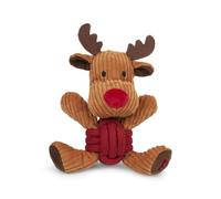 Petface Riley - Bola de Cuerda de Reno, Juguete de Navidad para Perro con chirriador Integrado