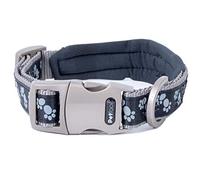 Petface Collar Acolchado para Perro, Grande, Negro con Patas Grises