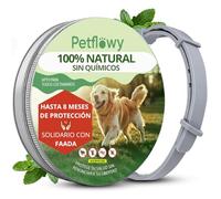 Petflowy - Collar Antiparasitario Natural para Perros. Protege 8 Meses contra Pulgas y Garrapatas Sin Químicos Tóxicos, Apto para Perros Grandes, Medianos y Pequeños Impermeable