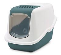 PETGARD Inodoro Moderno para Gatos Nestor Blanco y Verde Oscuro, 56 x 39 x 38,5 cm