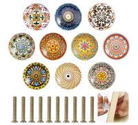 PetGlimmer 10 Piezas Colores aleatorios Pomos Ceramica Armario, Tiradores para Cajones de Muebles de Estilo Bohemio, Pomos y Tiradores Vintage, Pomos de Cerámica para Cajones para Puertas, Armarios