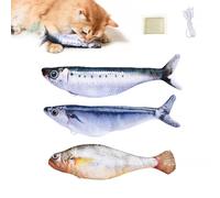 Petgravity Juguetes realistas para gatos de tamaño mordido, paquete de 3, juguetes interactivos para gatos para todas las razas, 3 modos de aleteo, sardina/saurio/corvina amarilla, 7.1 pulgadas, con