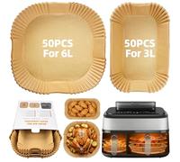 PETHREE 100 Piezas Papel Freidora Aire para Philips, Philips Doble Airfryer Serie 3000/5000 6L/3L, Papel para Freidora de Aire para NA350/00 NA550/00, Air Fryer Accesorios - Sin BPA