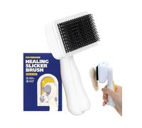 [PETHROOM] Cepillo curativo para mascotas | Perros y gatos | Cepillo Goldendoodle | Consejos recubiertos para un aseo suave | Cepillo para perros para desprendimiento | Perros de pelo largo o rizado