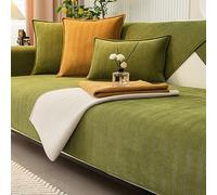 Funny Fuzzy Sofa Cover, Herringbone Chenille Fabric Furniture Protector Sofa Cover, Cosy Solid Colour Non-Slip Couch Cover (Green,90 * 180cm)