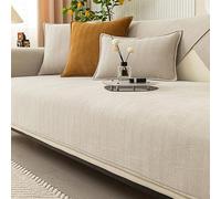 Peticehi Funny Fuzzy Sofa Cover, Herringbone Chenille Fabric Furniture Protector Sofa Cover, Cosy Solid Colour Non-Slip Couch Cover (Beige,110 180cm)