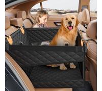 PETICON Asiento elevador para perros, extensor de asiento trasero impermeable para perros con 3 ventanas de malla, funda de asiento de coche para perros con parte inferior dura, funda de asiento para