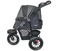 PETIQUE Chinook - Cochecito de lujo para perros, plegable con una sola mano, neumáticos de EVA de 12 pulgadas delanteros y traseros para mayor comodidad, encuadernación reflectante, soporta mascotas