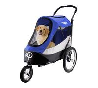 PETIQUE Trailblazer Jogger Azul Atlas con Bomba | Carrito para Perros Medianos y Grandes, Cochecito Mascotas Gatos y Perros, Ventanas Malla, Tela Lavable, Paseos Cómodos y Seguros