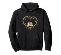 Petirrojo y herrerillo común corazón Naturaleza pájaro Motivo Regalo Sudadera con Capucha