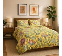 PETIT ALO Juego de Funda Nórdica Mostaza 100% Algodón, Suave- Funda Nórdica para Cama de 90, Cama de 135 y Cama 150 (Cama 90)