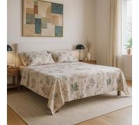 PETIT ALO Juego de Sábanas 100% Algodón - Estampado Paisley Otoñal - 3 o 4 Piezas: Encimera, Bajera Ajustable y Funda de Almohada - Cama 90, 135, 150 cm - Suaves y Transpirables (Cama 135)