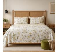 PETIT ALO Juego de Sábanas Blancas100% Algodón Estampado Flores Primavera - 3 o 4 Piezas (Bajera + Encimera + 1 o 2 Fundas de Almohada) - Suave, Transpirable y Alegre - Varios Tamaños (Cama 150 CM)