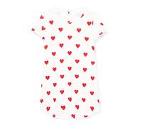 Petit Bateau 59396, Camisón de Manga Corta Niñas, Blanco Malvavisco/Rojo Terkuit, 8 años