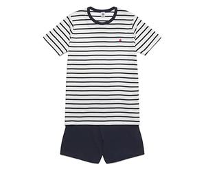 Petit Bateau A01FE, Pyjacourt Niños, Blanco Marshmallow/Azul Esmoquin, 14 años