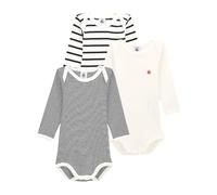 Petit Bateau - Lote 3 bodies de manga larga a rayas unisex bebé 6 meses Blanco