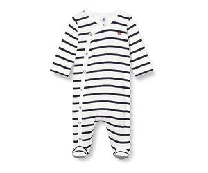 Petit Bateau A08AY, Dormir Bien Pijamas Unisex bebé, Blanco Marshmallow/Azul Esmoquin, 3 Meses