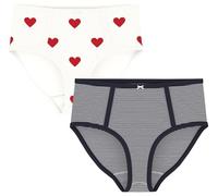 PETIT BATEAU Lote de 2 braguitas altas de algodón. Color Estampado + Rayas
