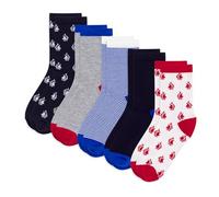Petit Bateau Barco pequeño 5 pares de calcetines niño de algodón impreso barcos, multicolor, 31-34