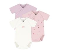 Petit Bateau - Bodies cruzados de manga corta de algodón con estampado de bebé