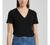 PETIT BATEAU Camiseta L'Iconique, cuello en pico, manga corta. Color Negro