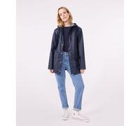 PETIT BATEAU Chubasquero semilargo con cremallera y capucha. Color azul marino