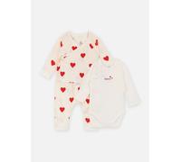 Petit Bateau Ensemble 3 pièces Cache-Coeur Coeurs Rouges en Coton 18M Blanco