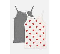 Petit Bateau Lot de 2 Chemises à Bretelles Coeur et Rayures XXS Blanco
