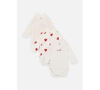 Petit Bateau Lot de 3 Bodies Croisés Manches Longues Coeur Rouge 12M Blanco
