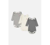 Petit Bateau - Lote 3 bodies de manga larga a rayas unisex bebé 6 meses Blanco