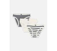 PETIT BATEAU Lote de 3 braguitas de algodón. Color blanco rayas azul marino
