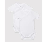 Petit Bateau Lote de 2 bodis abiertos cruzados. Talla 54 cm (1 mes). Color Blanco