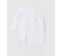 Petit Bateau Lote de 2 bodis abiertos cruzados. Talla 67 cm (6 meses). Color Blanco