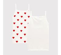 PETIT BATEAU Lote de 2 camisetas interiores de tirantes. Color Estampado Corazón