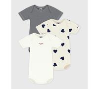 PETIT BATEAU Lote de 3 bodies de manga corta. Color Azul Marino + Blanco