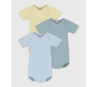 Petit Bateau Lote de 3 bodies de manga corta. Talla 67 cm (6 meses). Color Azul
