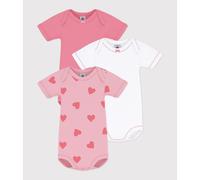 PETIT BATEAU Lote de 3 bodies de manga corta. Color rosa