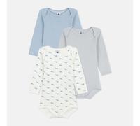 Petit Bateau Lot de 3 Bodies Manches Longues Mobidic 3M Blanco