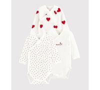 Petit Bateau A00AZ, Body de Manga Larga para Recién Nacido Bebé-Niñas (Pack de 3), Variante 1, 3 meses