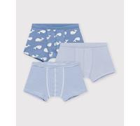 PETIT BATEAU Lote de 3 boxers de algodón. Color azul+ rayas
