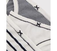 PETIT BATEAU Lote de 3 braguitas de algodón. Color blanco rayas azul marino