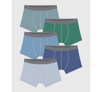 PETIT BATEAU Lote de 5 bóxers lisos de algodón. Color Azul + Verde