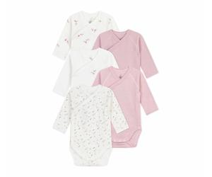 Petit Bateau - Lote de bodies cruzados de manga larga de algodón impreso para bebé A0dwh99 ropa interior día bebé niña (lote de 5)