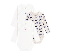 Petit Bateau - Lote de bodies cruzados de manga larga de algodón impreso para bebé A0dxg00 ropa interior día mixta bebé (lote de 3), Multicolor, N46